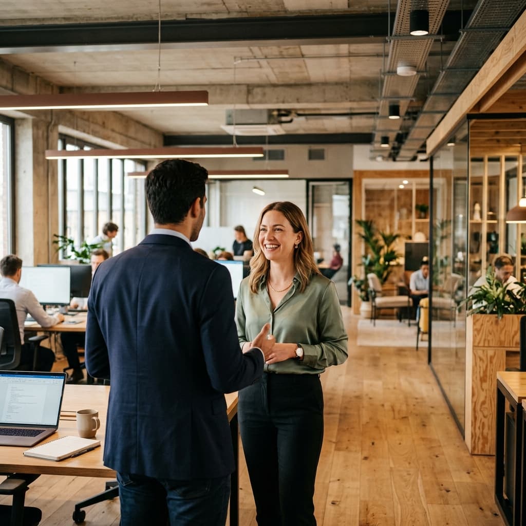 Team collaboration in a modern office
